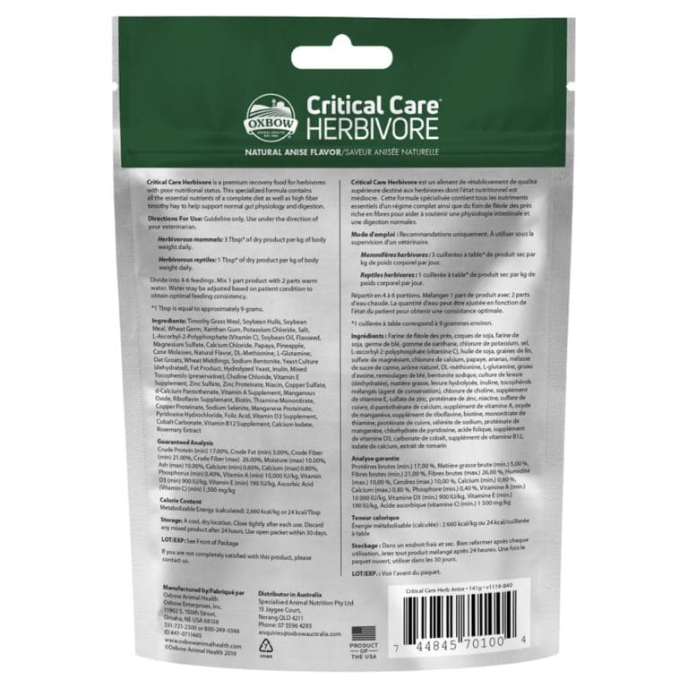 oxbow-animal-health-critical-care-herbivore-formula-–-497oz oxbow animal health critical care herbivore formula – 497oz